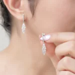 گوشواره نقره زنانه مجلسی جواهری مدل EI F11