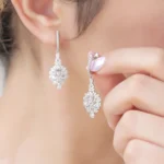 گوشواره نقره زنانه مجلسی جواهری مدل EI S10