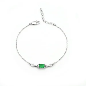 دستبند جواهری نقره زنانه نگین سبز مدل BIC R25 G