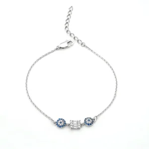 دستبند چشم نظر نقره زنانه زنجیری مدل BICH E2