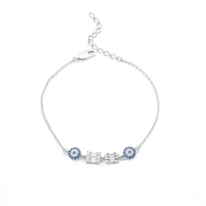 دستبند چشم نظر نقره زنانه زنجیری مدل BICH E4